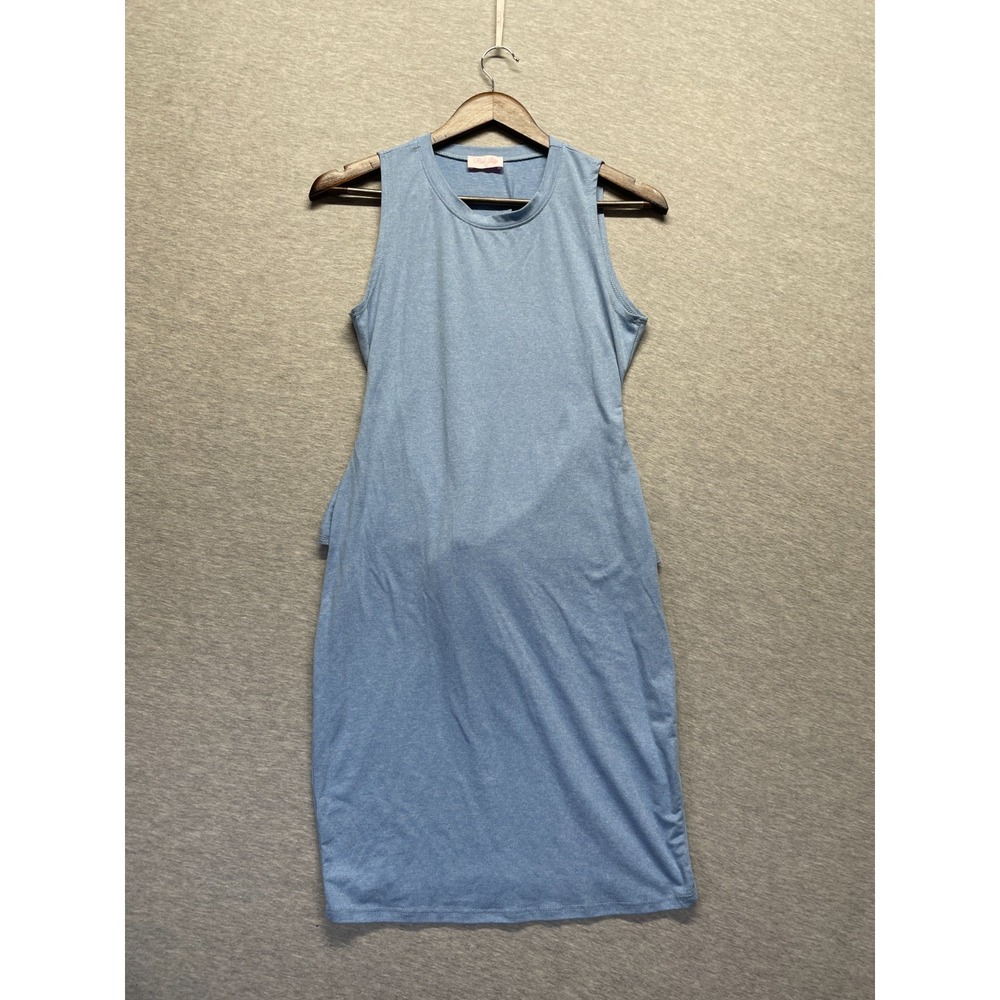 Pink Lily Shift Dress Womens S Light Blue Sleeveless Tie Back Detail Crew Neck